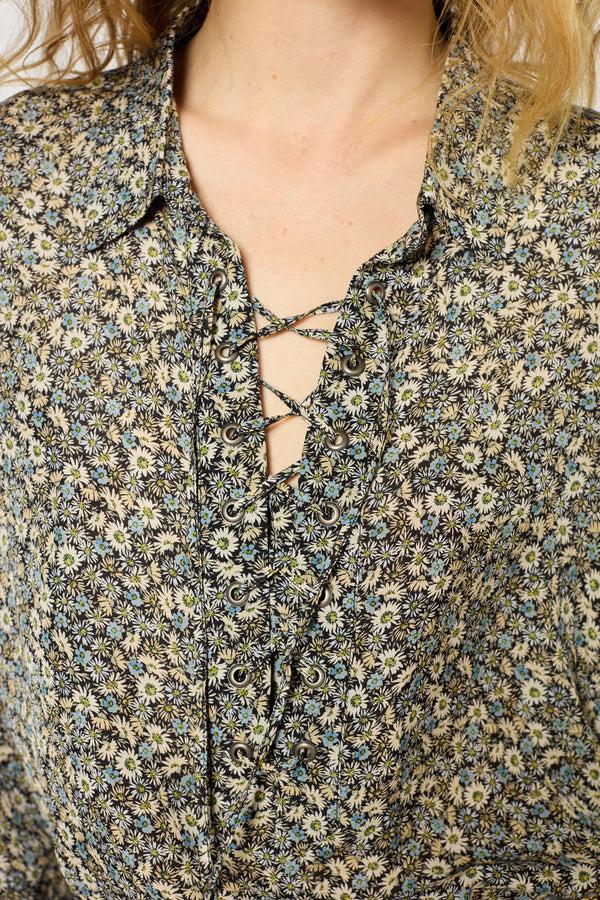 Gerard Darel Chemise Fluide à Fleurs à Col Lacé - ULENI