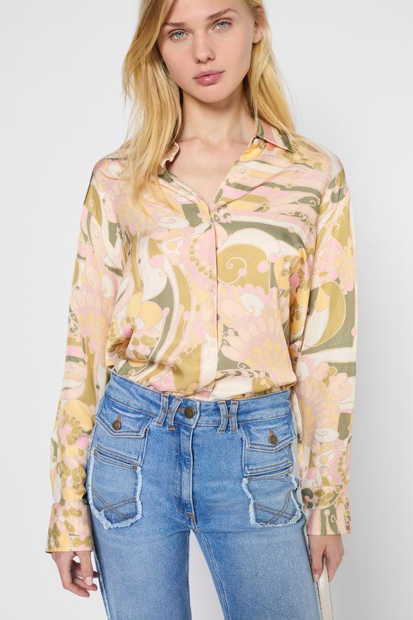 gerard darel Chemise satinée imprimé foulard - USHAUNA