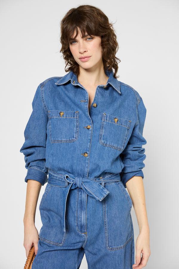 Gerard Darel Combinaison En Jean à Col Chemise - FLORE