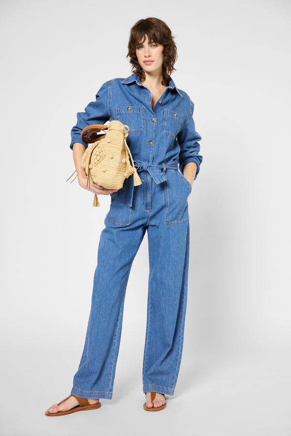 gerard darel Combinaison en jean à col chemise - FLORE