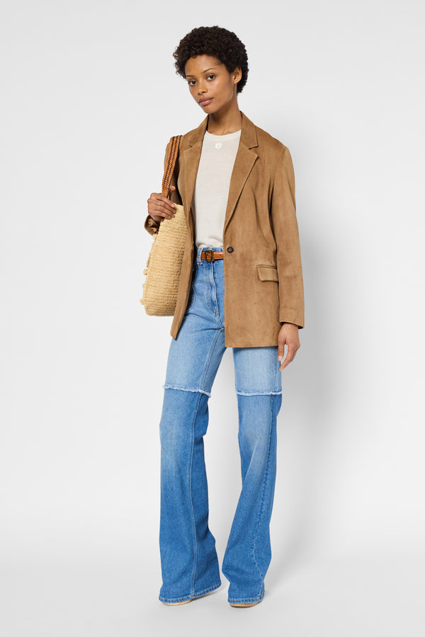 Gerard Darel Blazer En Cuir Velours - ROMANE