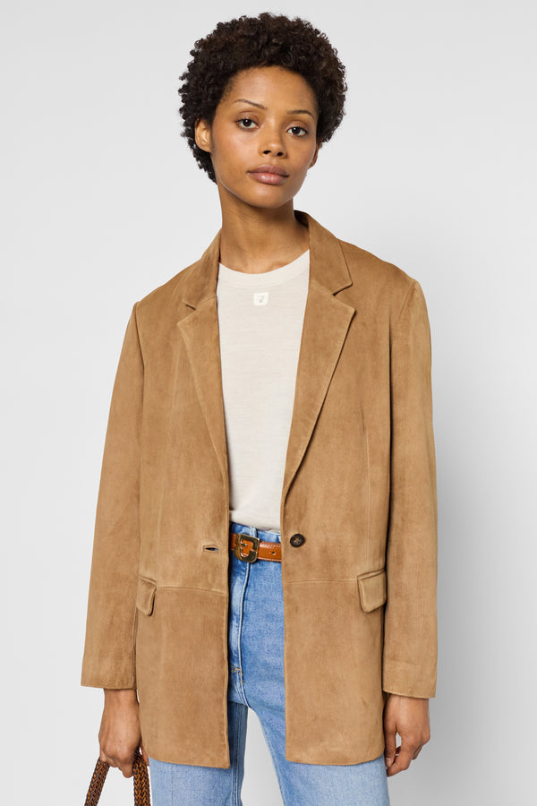 gerard darel Blazer en cuir velours - ROMANE