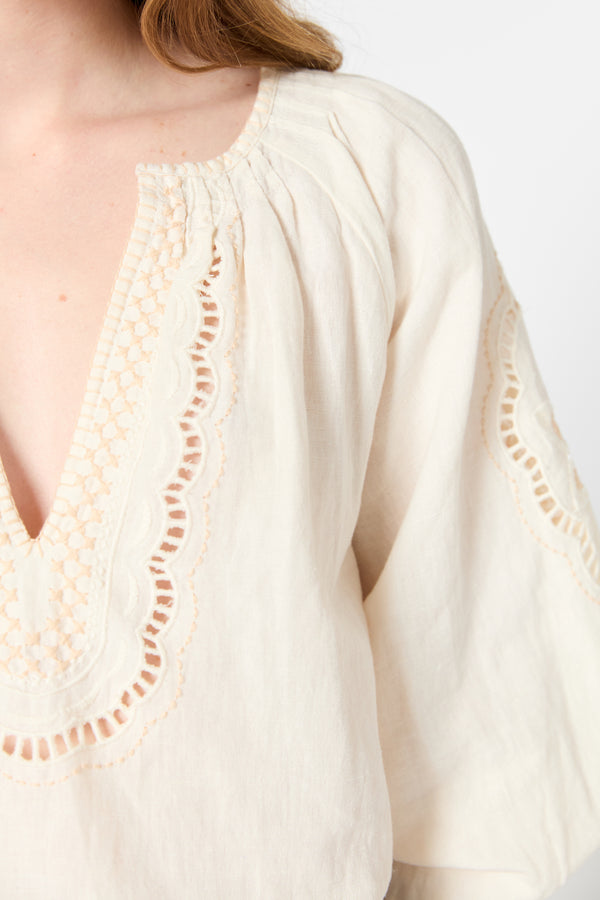 Gerard Darel Blouse Brodée En Coton Et Lin - ULALI