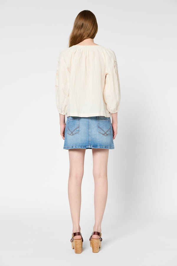 Gerard Darel Blouse Brodée En Coton Et Lin - ULALI