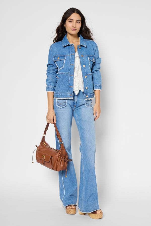 gerard darel Blouson en denim à franges - ROMYRA