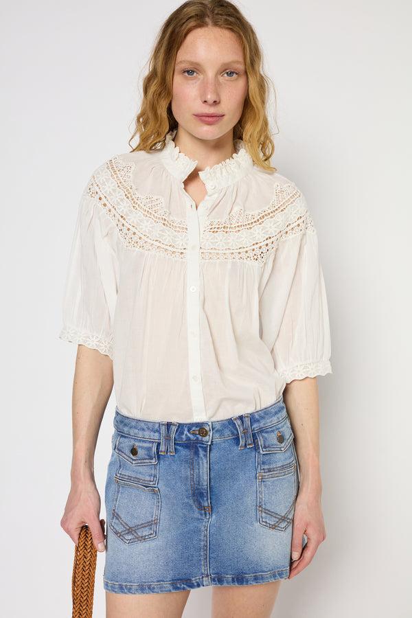 Gerard Darel Chemise à Broderies En Coton - UMBER