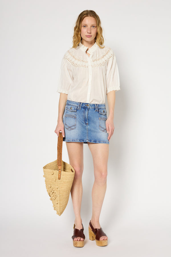 gerard darel Chemise à broderies en coton - UMBER