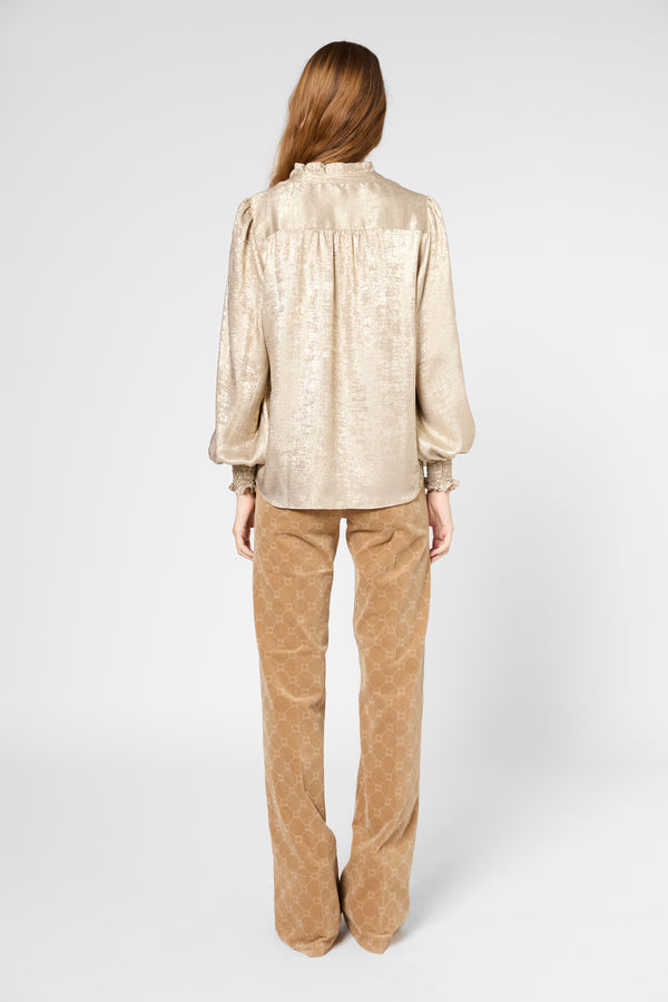 Gerard Darel Chemise Dorée à Col Montant - UMELINE