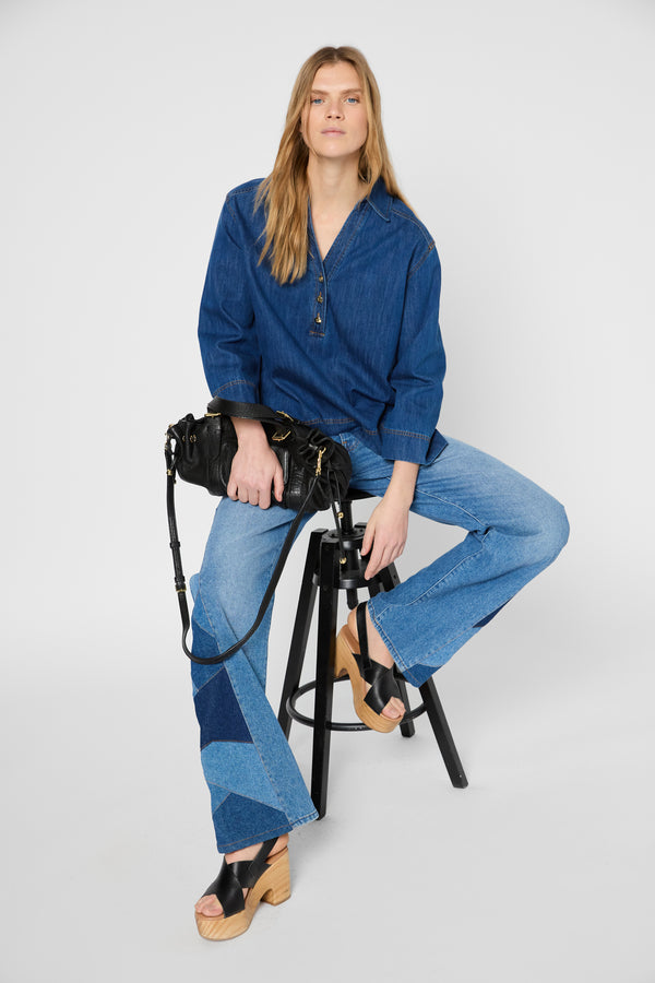 Gerard Darel Chemise En Denim à Boutons Dorés - UNIA