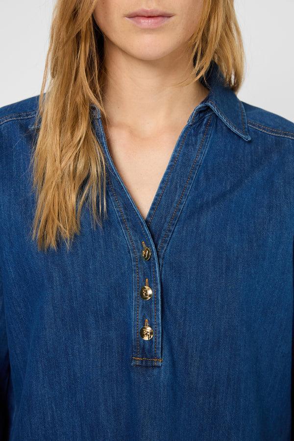 Gerard Darel Chemise En Denim à Boutons Dorés - UNIA