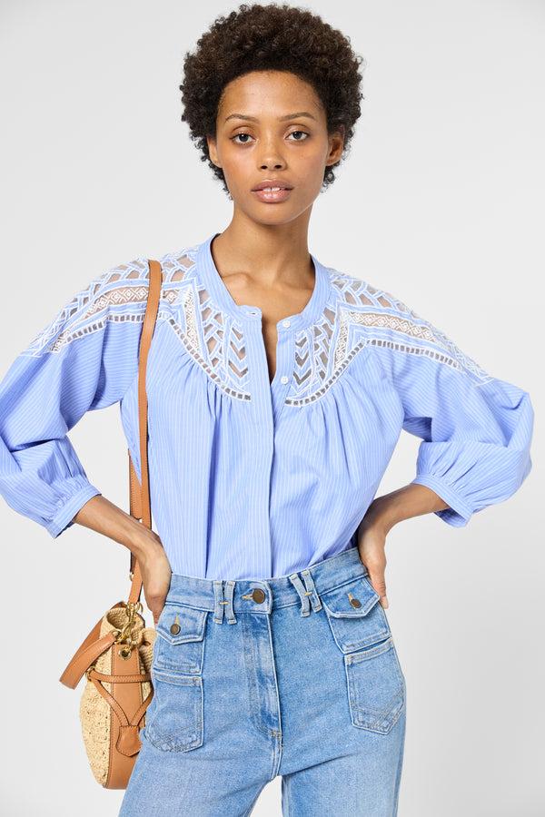 gerard darel Chemise rayée à broderies - UVEA