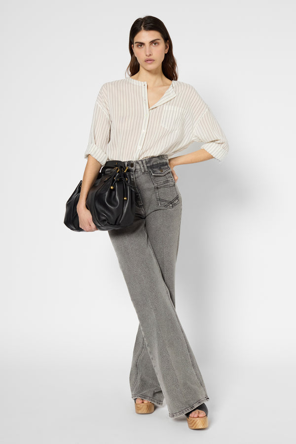 Gerard Darel Chemise Sans Col à Rayures - UTHINA