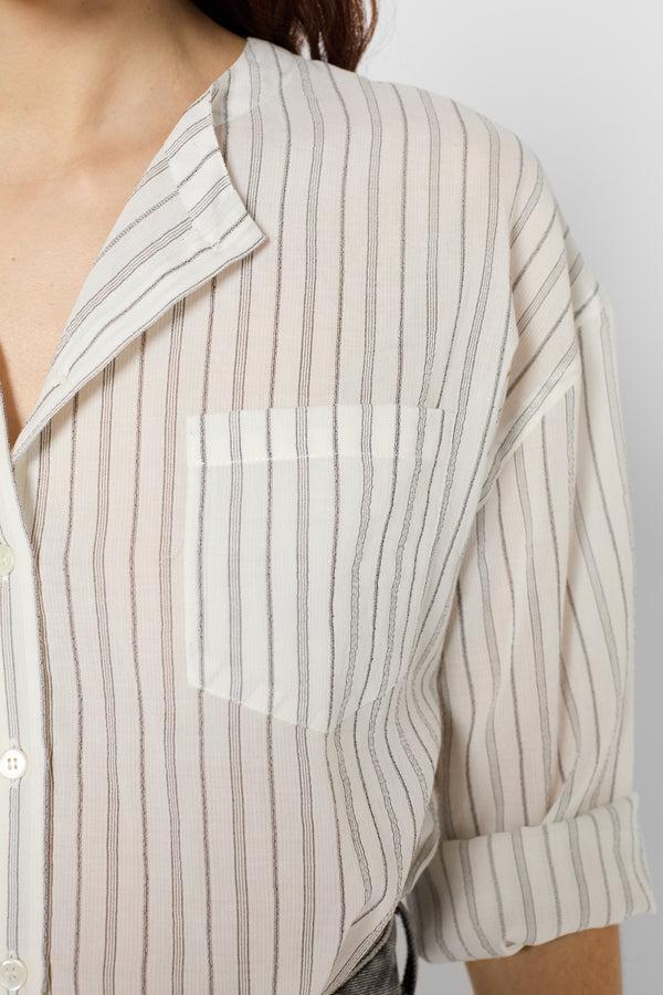 Gerard Darel Chemise Sans Col à Rayures - UTHINA