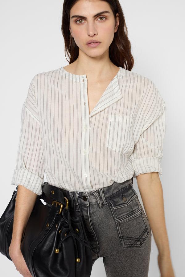 gerard darel Chemise sans col à rayures - UTHINA