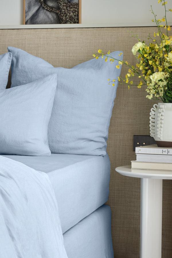 gerard darel Drap housse en lin lavé - bleu ciel