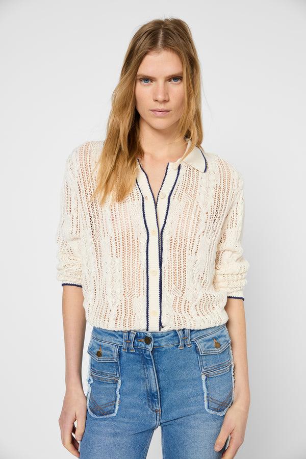 gerard darel Gilet en crochet à col polo - JOSS