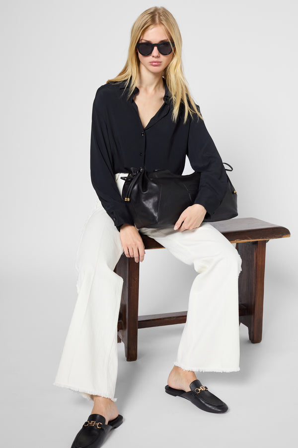 gerard darel Jean flare écru à franges - ANNA