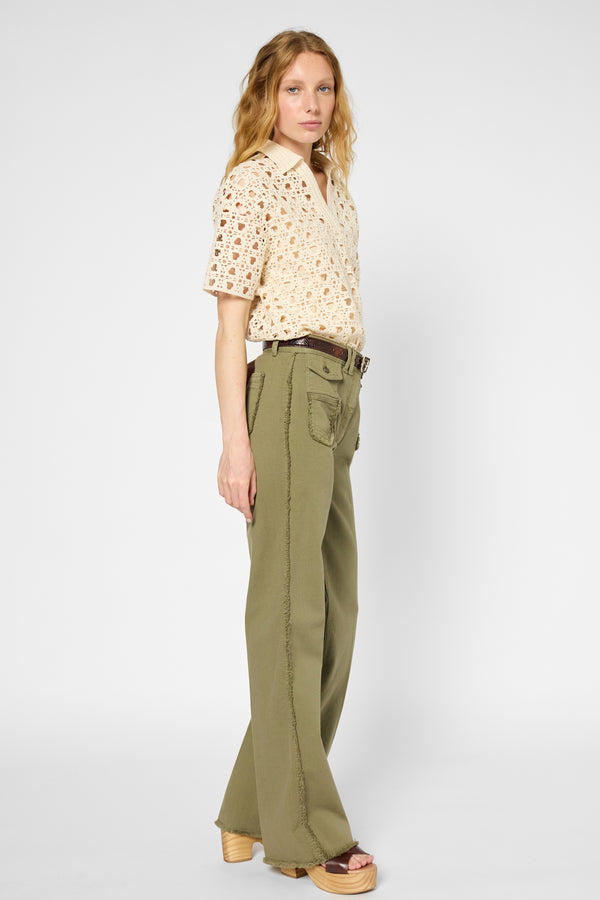 Gerard Darel Jean Flare Kaki à Franges - ANNA