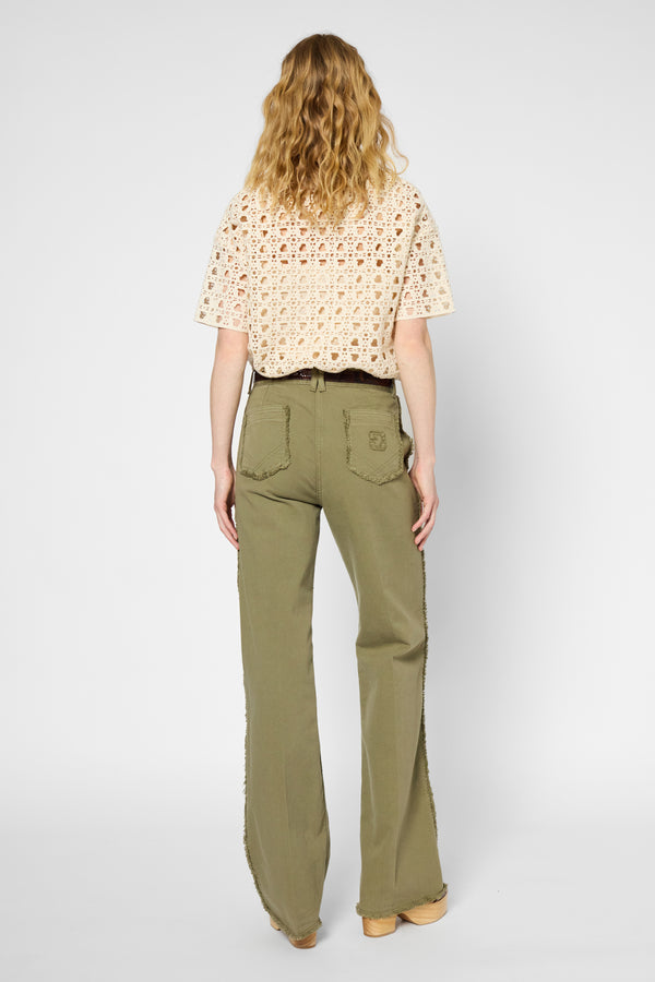Gerard Darel Jean Flare Kaki à Franges - ANNA