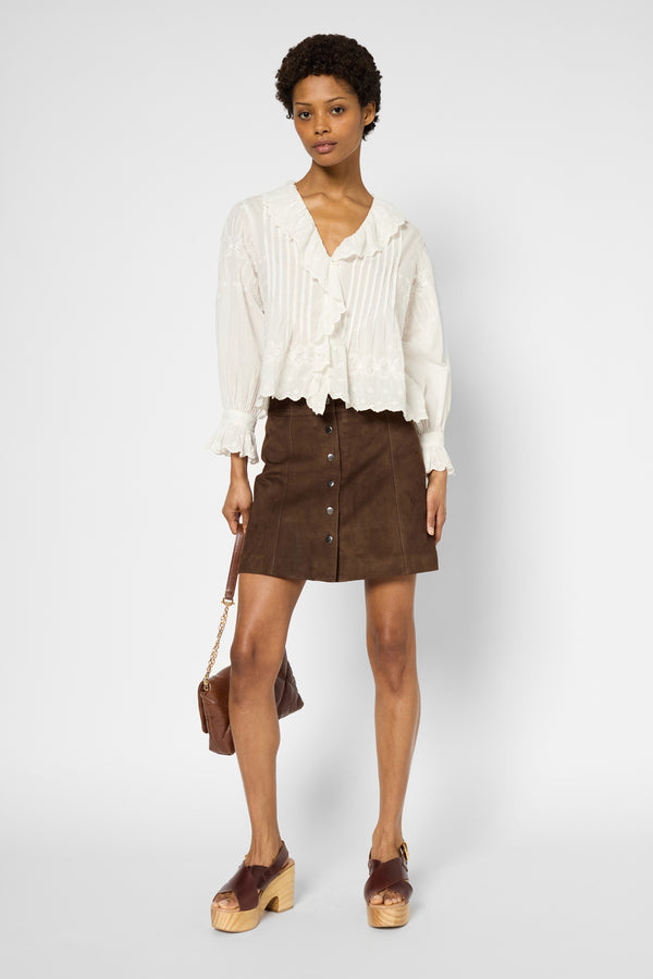 gerard darel Jupe courte en chèvre velours - ROXANNA