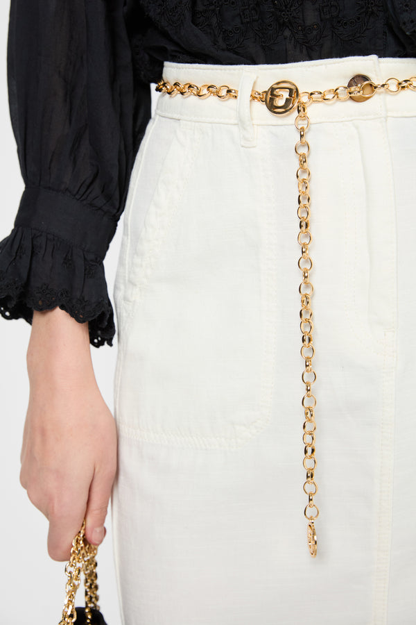 Gerard Darel Jupe Droite En Coton Et Lin - VICTORIA