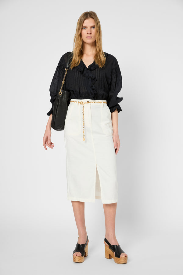 gerard darel Jupe droite en coton et lin - VICTORIA