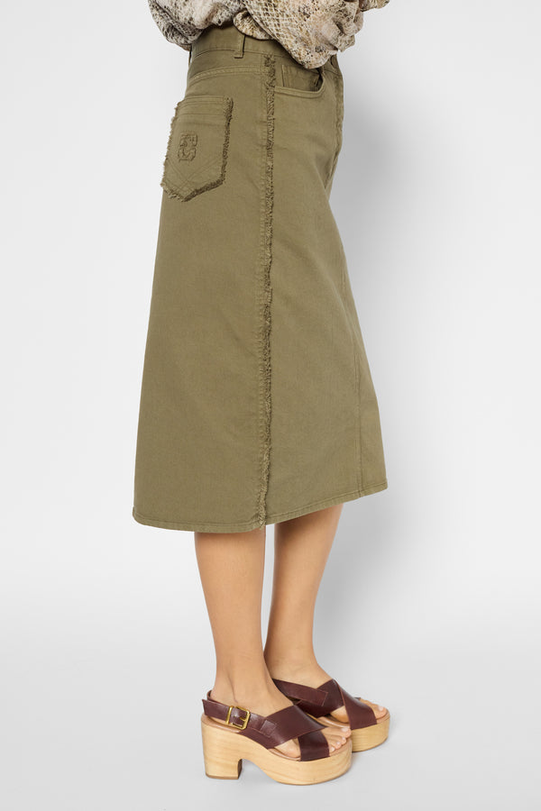 Gerard Darel Jupe Droite En Denim à Franges - DONNA