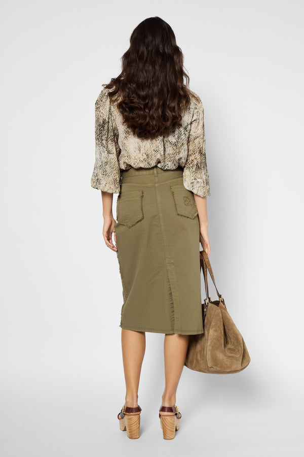 Gerard Darel Jupe Droite En Denim à Franges - DONNA