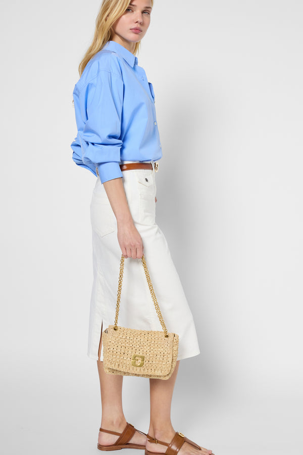 Gerard Darel Jupe Droite En Denim Blanc - EMMA