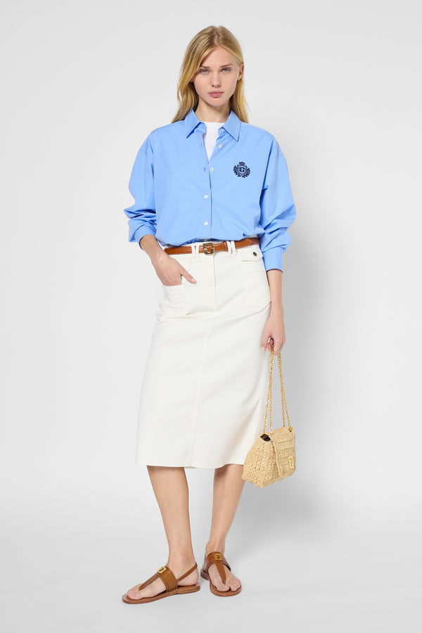 gerard darel Jupe droite en denim blanc - EMMA