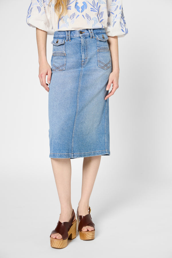 Gerard Darel Jupe Droite En Jean - EMMA