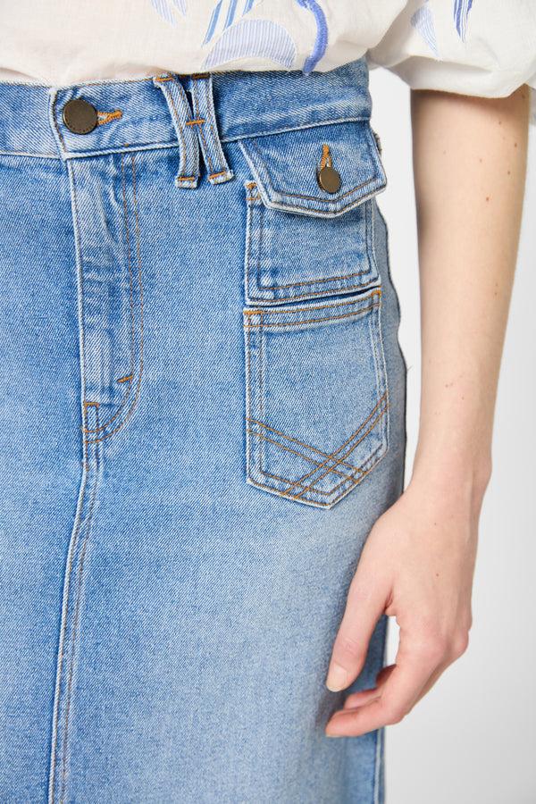 Gerard Darel Jupe Droite En Jean - EMMA