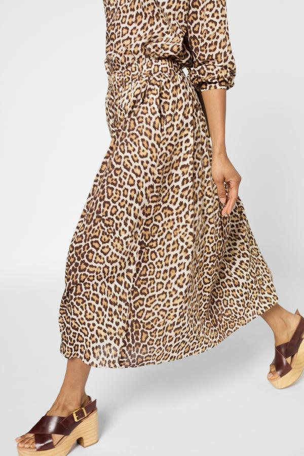 Gerard Darel Jupe Léopard En Voile De Coton - VALY