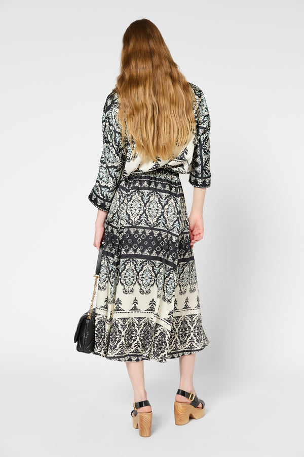 Gerard Darel Jupe Midi Imprimée élastiquée - VANILLE