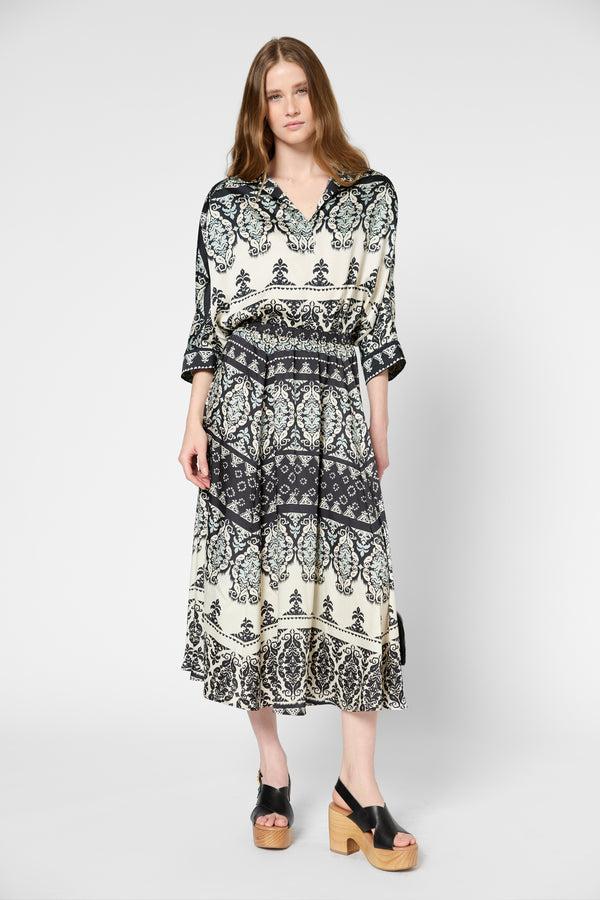 gerard darel Jupe midi imprimée élastiquée - VANILLE