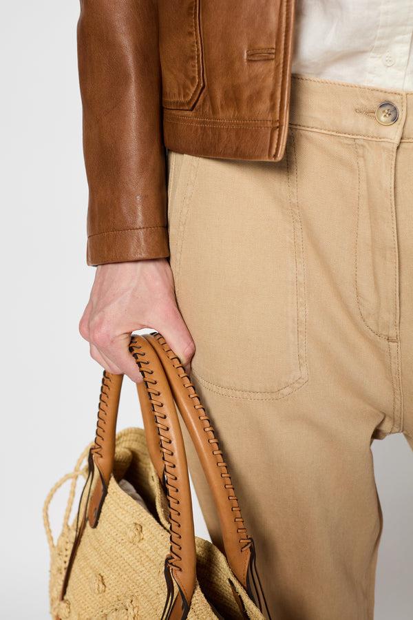 Gerard Darel Pantalon Droit En Coton Et Lin - LYSEE