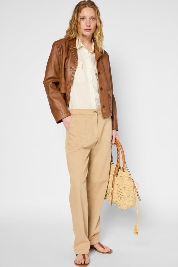 gerard darel Pantalon droit en coton et lin - LYSEE