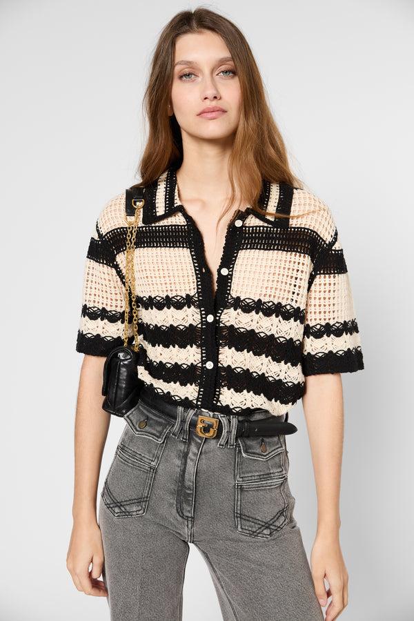 gerard darel Polo en crochet rayé - JOLENE
