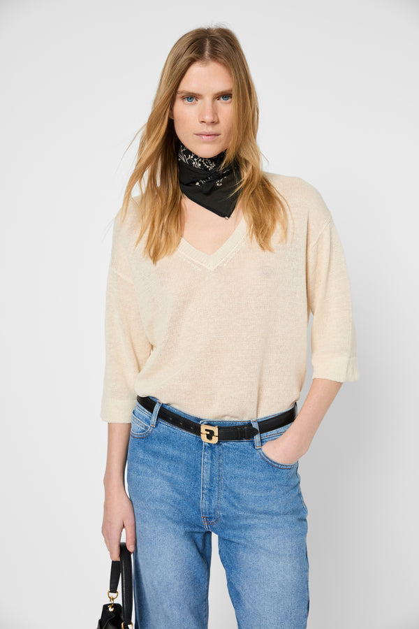 Gerard Darel Pull V Ample En Lin - JOSIANE