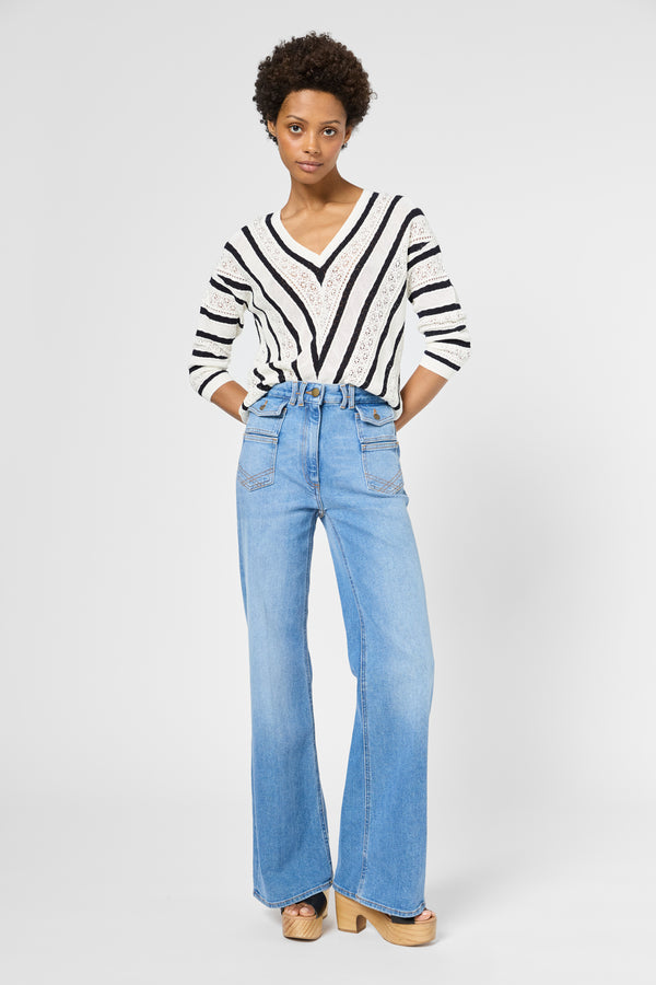 Gerard Darel Pull V En Dentelle Et Rayures - JOELLE