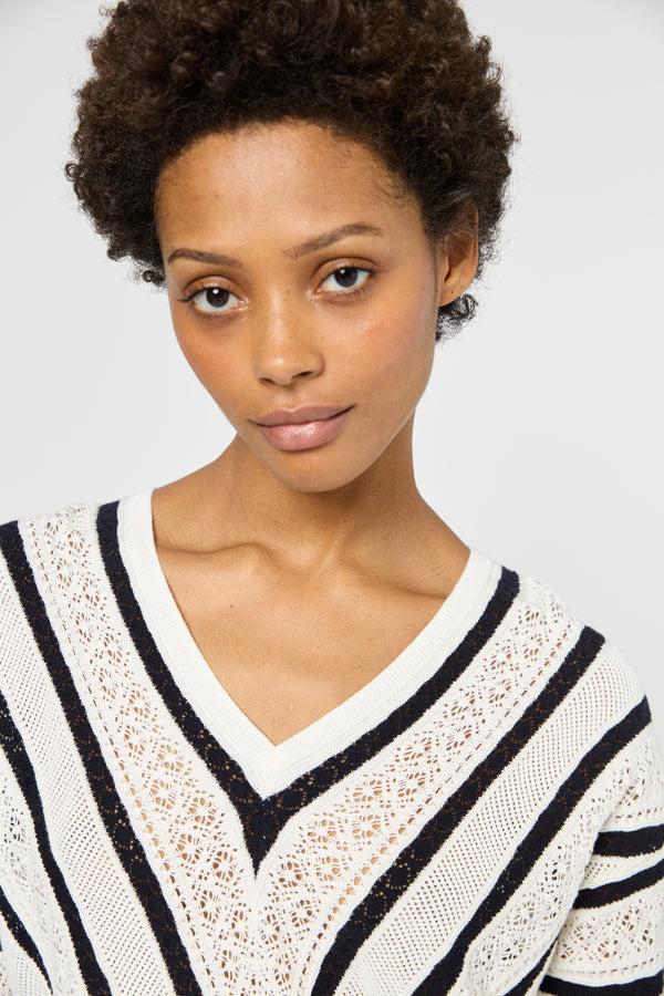 Gerard Darel Pull V En Dentelle Et Rayures - JOELLE