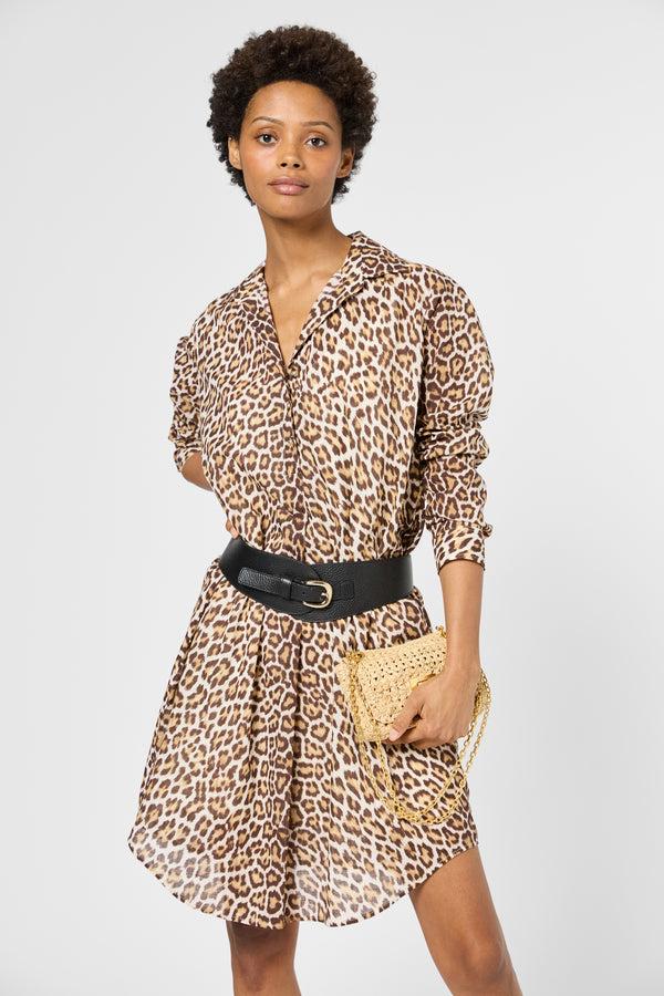 Gerard Darel Robe Chemise Léopard En Coton - PINA