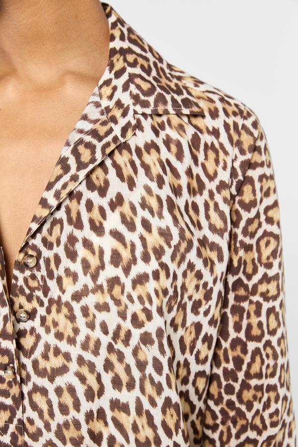 Gerard Darel Robe Chemise Léopard En Coton - PINA