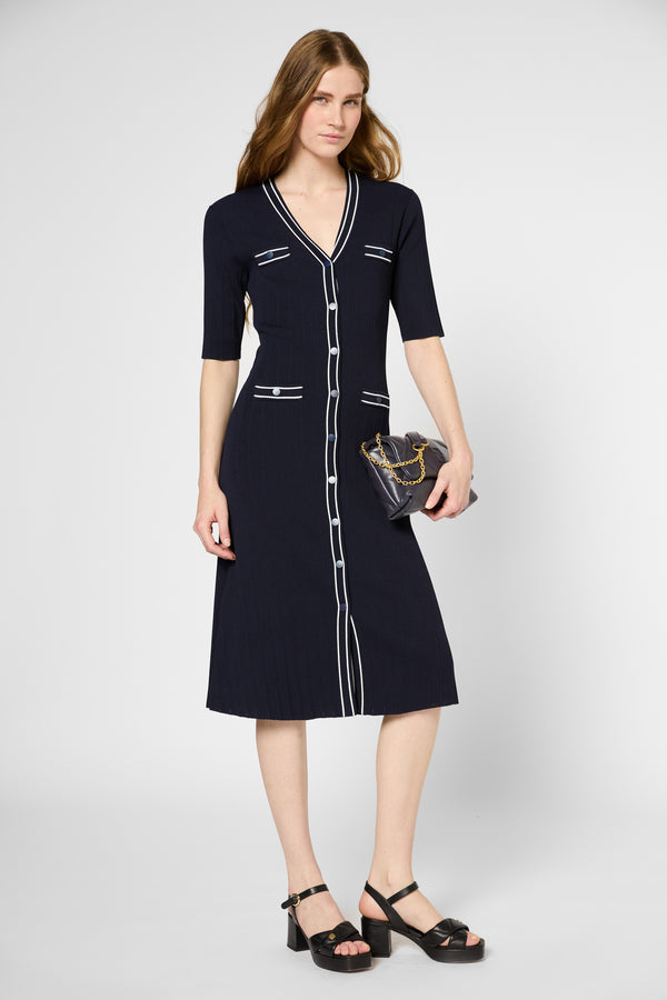 gerard darel Robe cintrée en maille bicolore - PITA