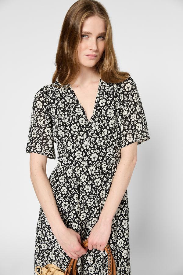 Gerard Darel Robe Courte Et Cintrée à Fleurs - PAGET