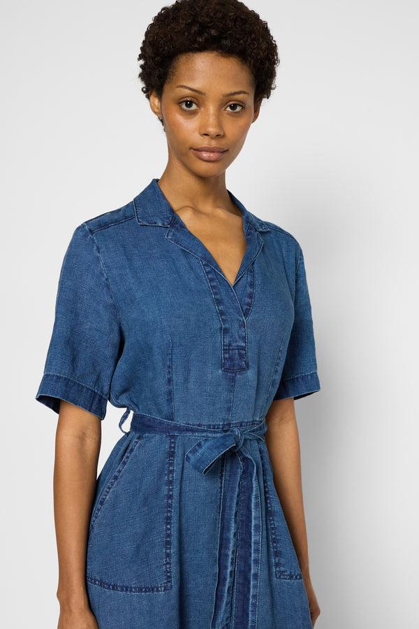 Gerard Darel Robe En Lin Esprit Denim - PAHOLA