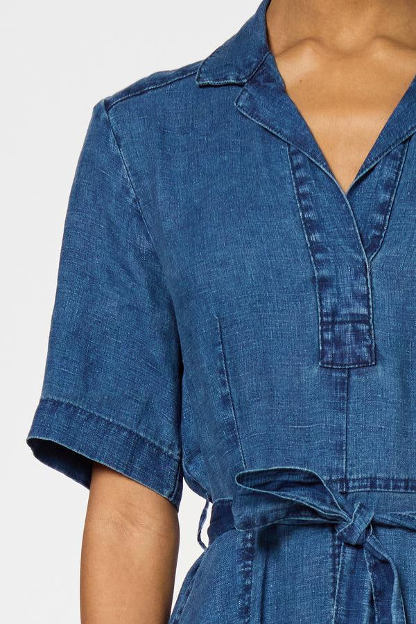 Gerard Darel Robe En Lin Esprit Denim - PAHOLA