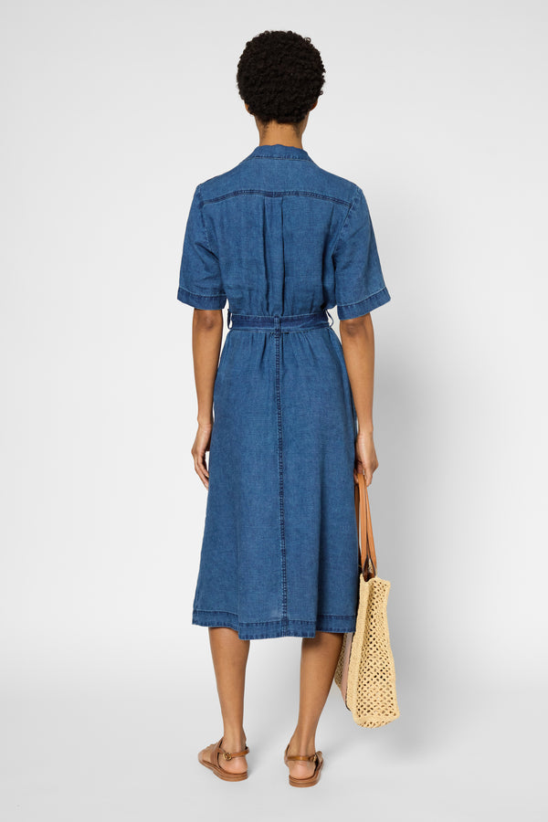 Gerard Darel Robe En Lin Esprit Denim - PAHOLA