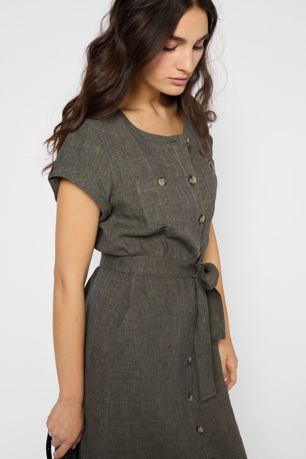 Gerard Darel Robe Longue Ceinturée En Lin - PASCALE