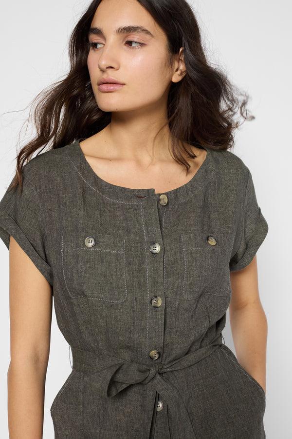 Gerard Darel Robe Longue Ceinturée En Lin - PASCALE